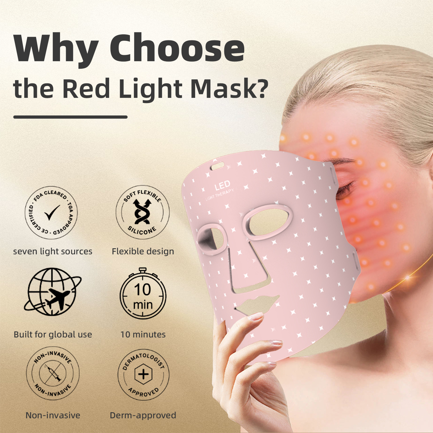 7-in-1 LED Light Therapy Mask – Red Light Facial Device for Glowing Skin