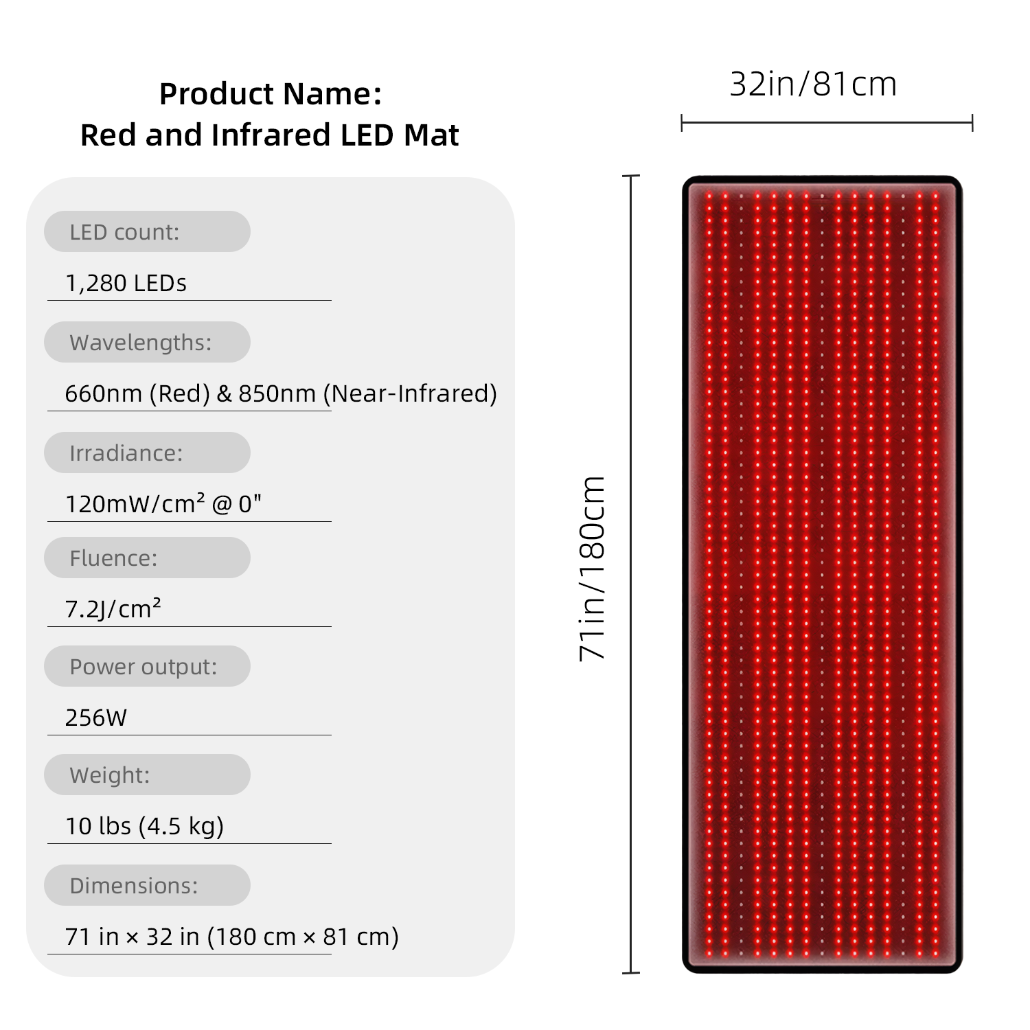 Red and Infrared Light Therapy Mat for Wellness