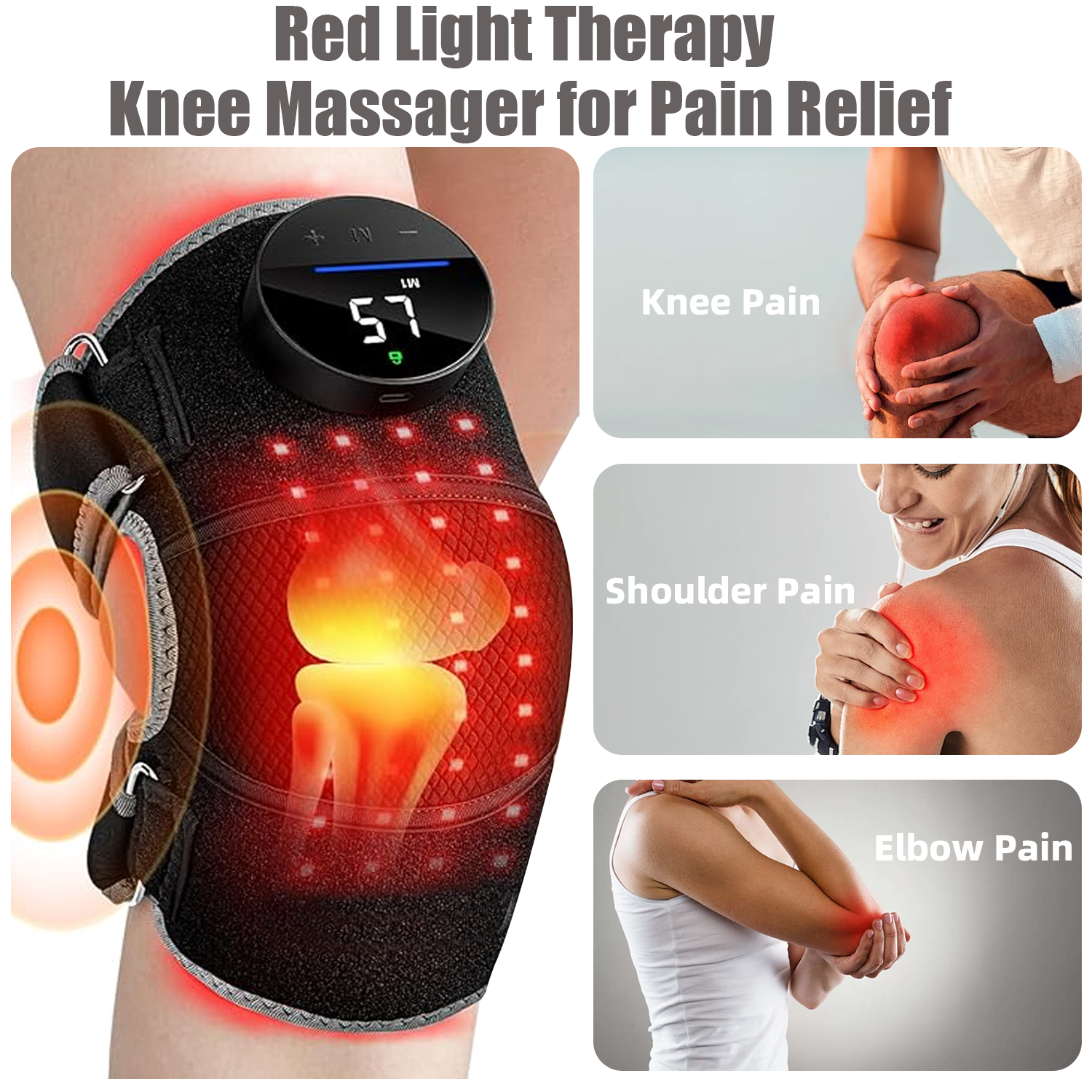 Red & Infrared Light Therapy Knee Pad with Vibration Massage