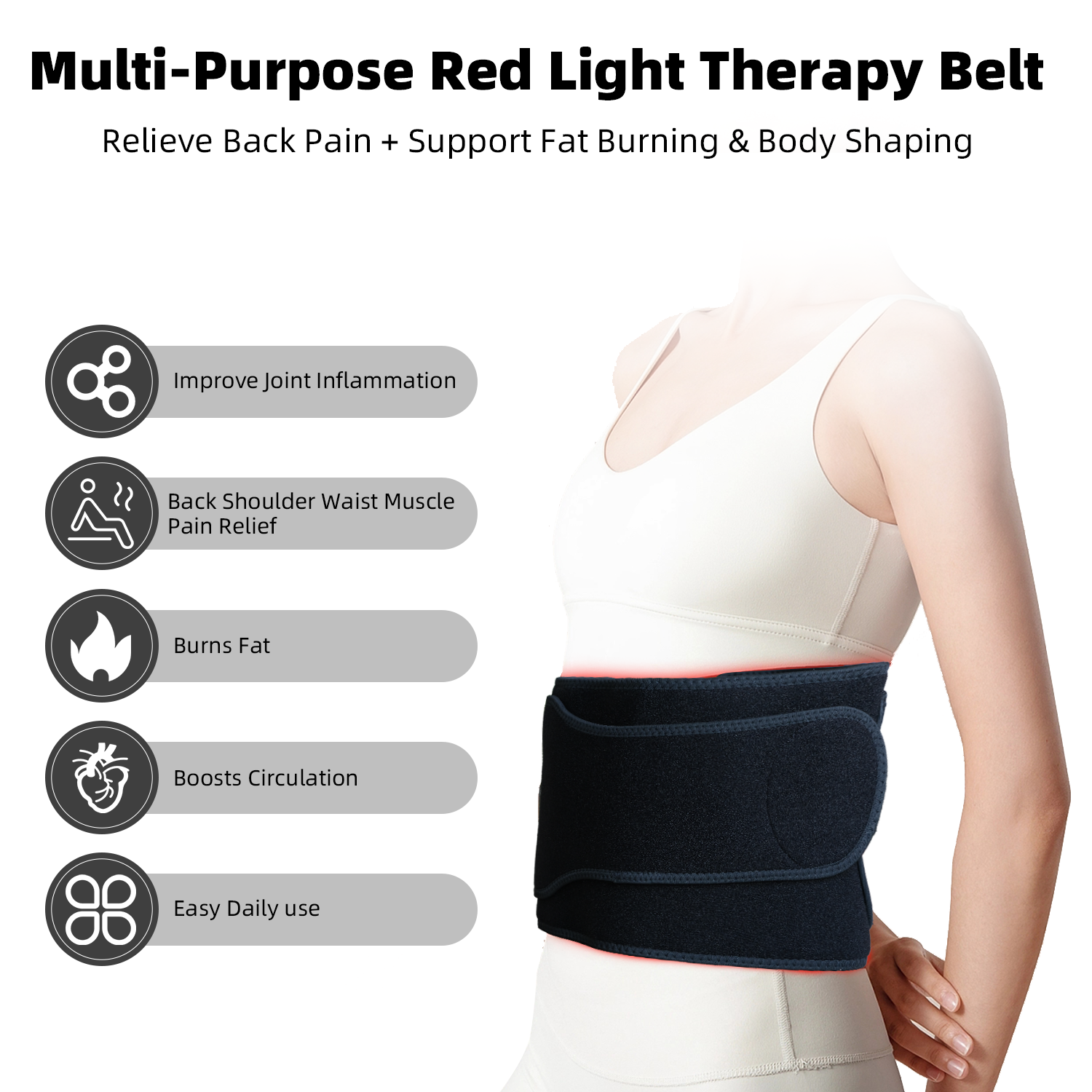 Red and Infrared Light Therapy Belt for Body Back and Shoulder
