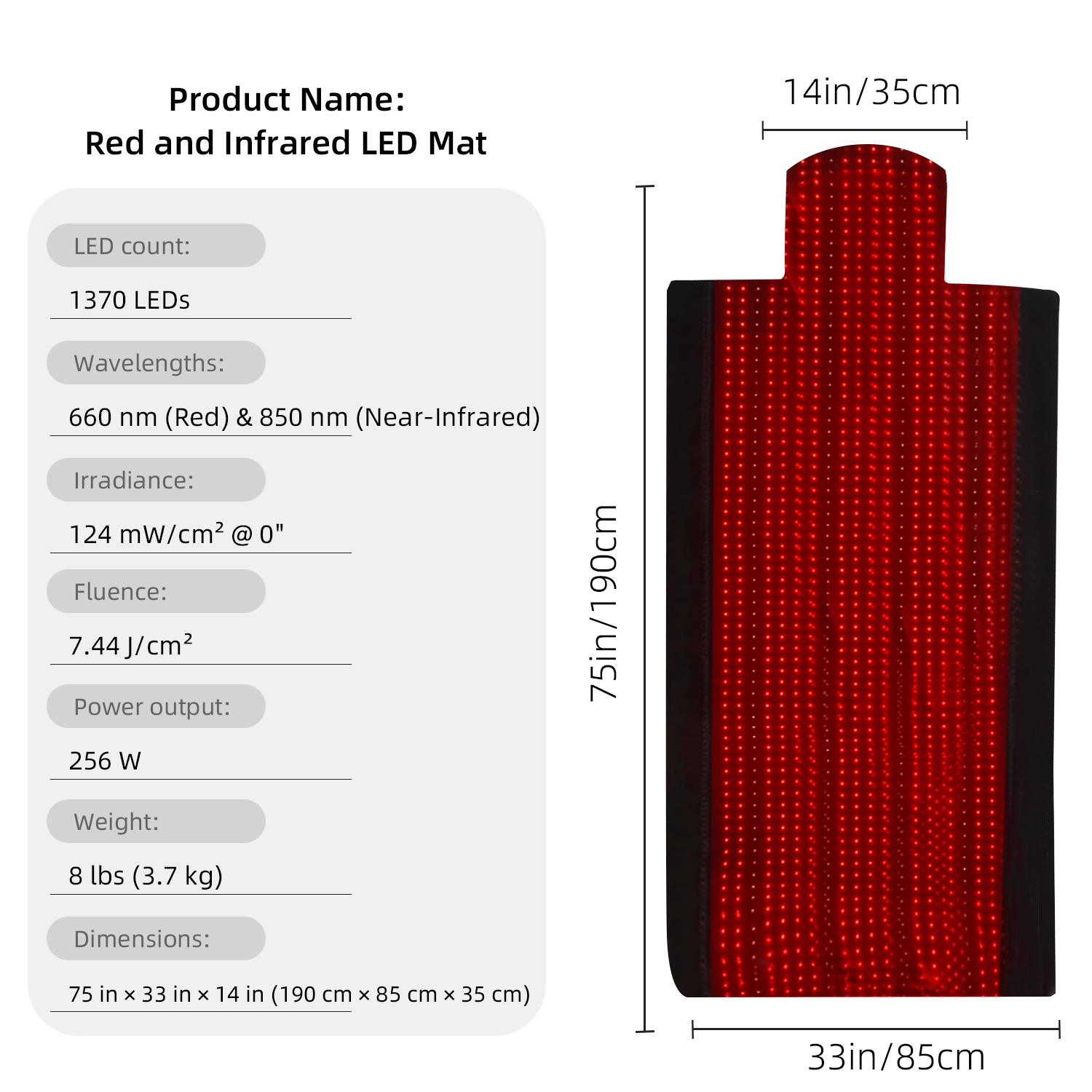 Full Body Red and Infrared Light Therapy Mat